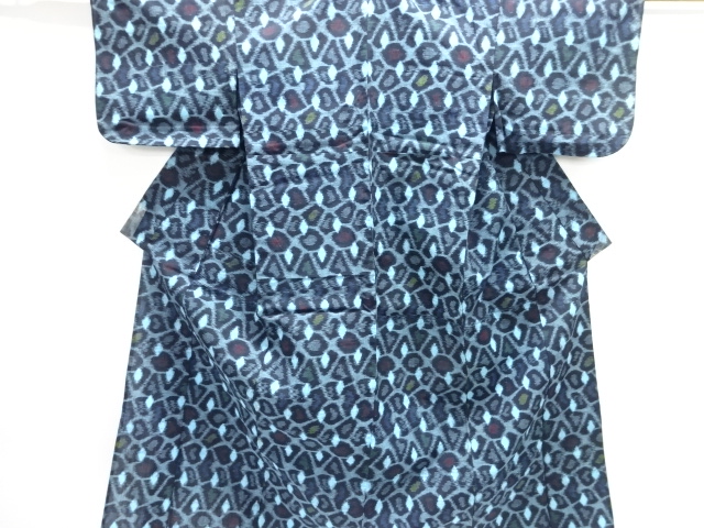 JAPANESE KIMONO / ANTIQUE HITOE KIMONO / COTTON / KURUME KASURI / ABSTRACT